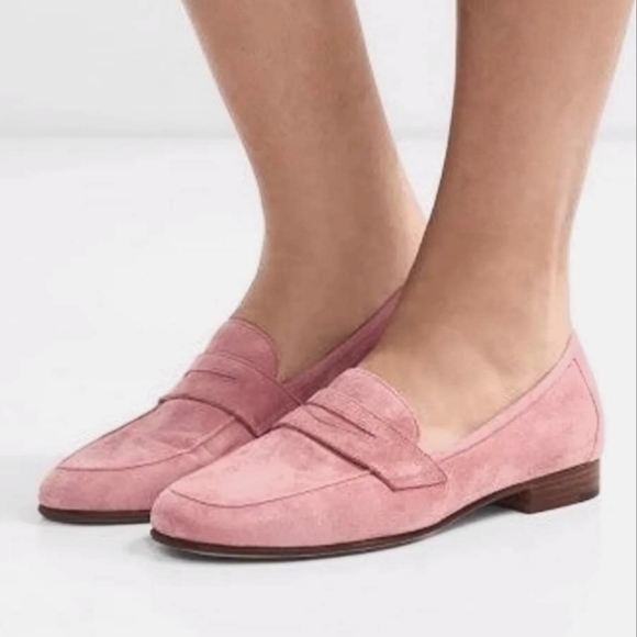Mansur Gavriel Blush Pink Suede Loafers 